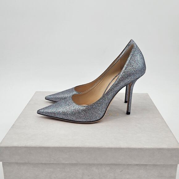 Jimmy Choo 100 Pumps Size 38 Pointed Toe‎ Glitter Heels - Picture 5 of 11